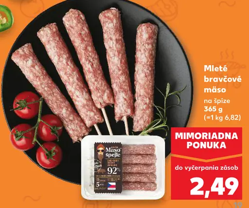 Mleté bravčové mäso na špíze