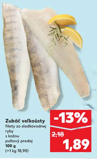 Zubáč veľkoústy filety zo sladkovodnej ryby