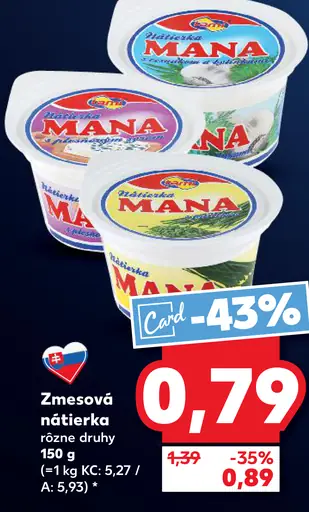 Mana Zmesová nátierka rôzne druhy