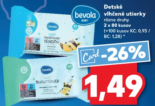Bevola Detské vlhčené utierky