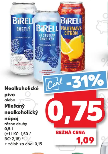 Birell Nealkoholické pivo alebo Miešaný nealkoholický nápoj