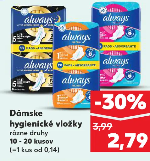Always Dámske hygienické vložky