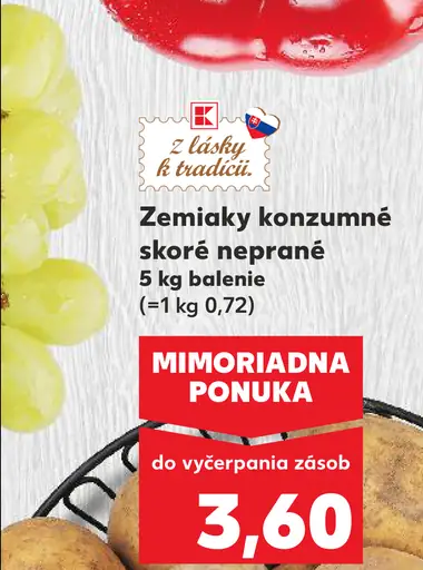 Zemňaky konzumné skoré neprané