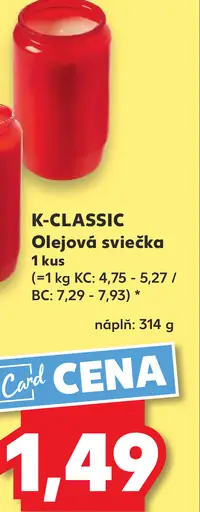 K-CLASSIC Olejová sviečka