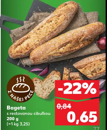 Bageta s restovanou cibuľkou