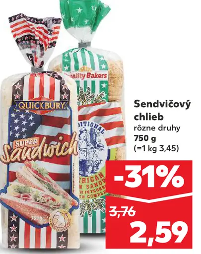 Sendvičový chlieb rôzne druhy