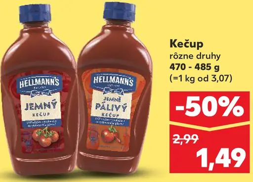 Hellmann's Kečup jemne štipľavý