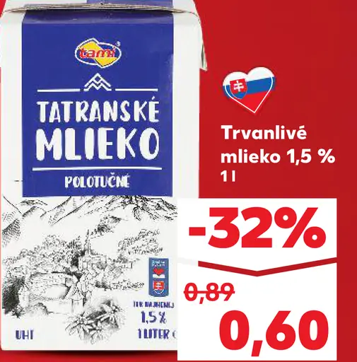 Tatramlieko trvanlivé mlieko 1,5 %