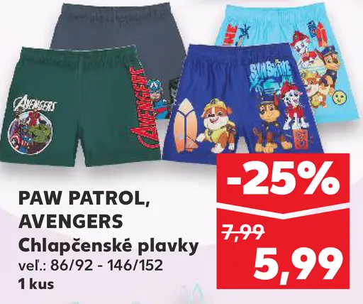 Paw Patrol, Avengers Chlapčenské plavky