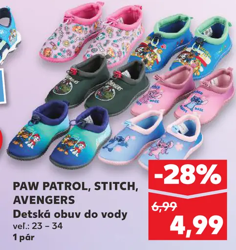 Paw Patrol, Stitch, Avengers Detská obuv do vody