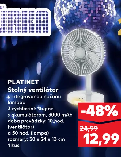 Platinet Stolný ventilátor s lampou