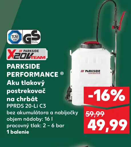 PARKSIDE PERFORMANCE Aku tlakový postrekovač na chrbát
