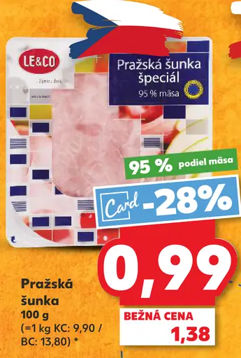 LE & CO Pražská šunka Špeciál 95% podiel mäsa