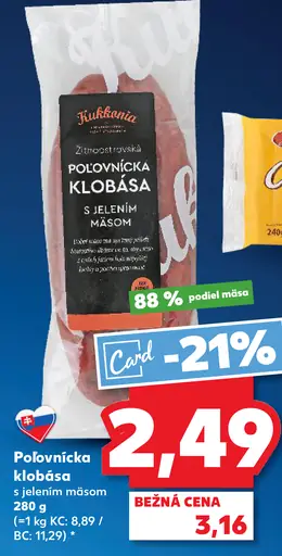 Kuchynia Polovnícka klobása s jelením mäsom