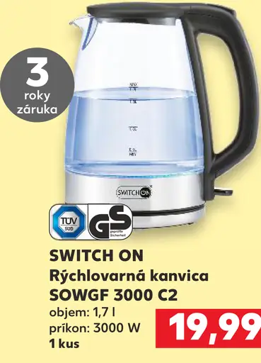 SWITCH ON Rýchlovarná kanvica SOWGF 3000 C2
