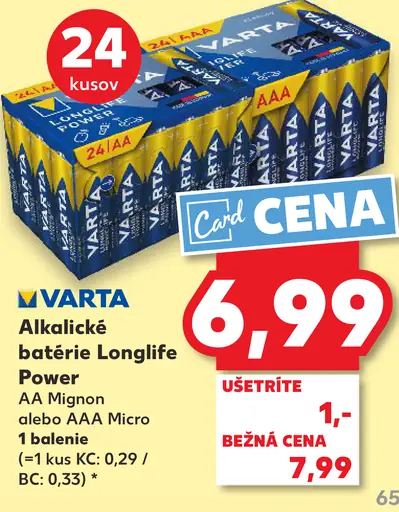 Varta Alkalické batérie Longlife Power
