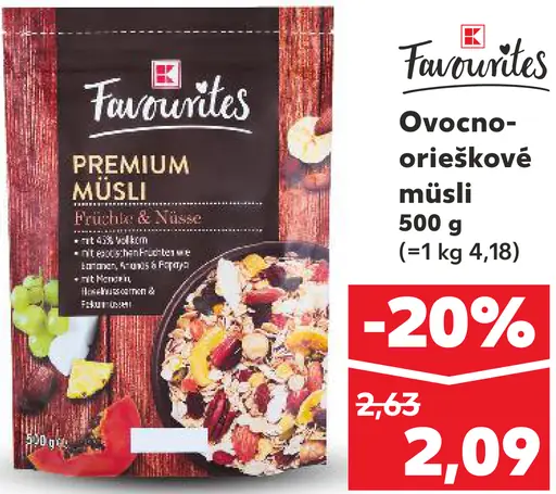 Favorites Ovocno-orieškové müsli
