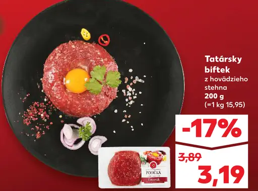 Tatársky biftek z hovädzieho stehna
