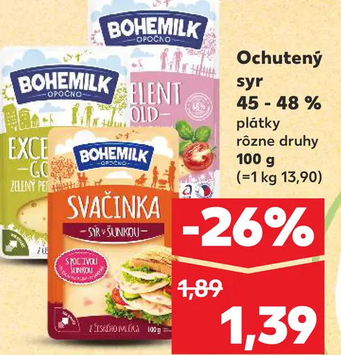 Bohemilk Ochutený syr plátky