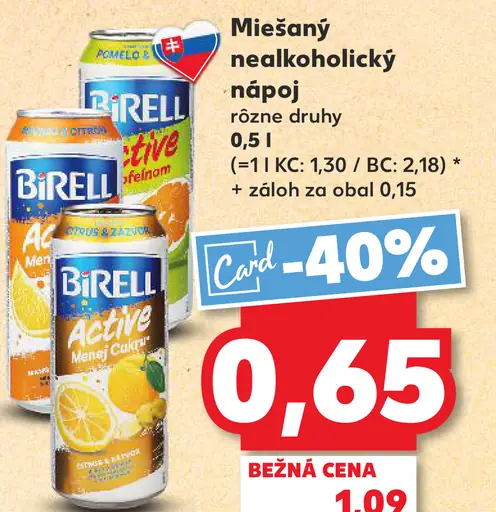 Birell nealkoholický nápoj plechovka
