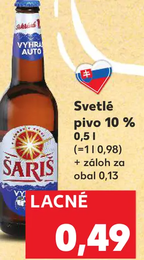 Šariš Svetlé pivo plechovka