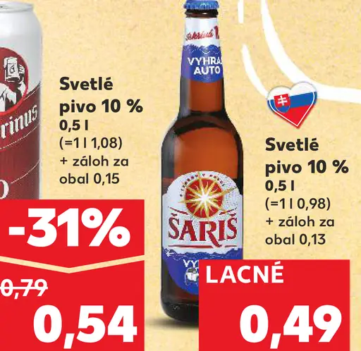 Gambrinus svetlé pivo plechovka