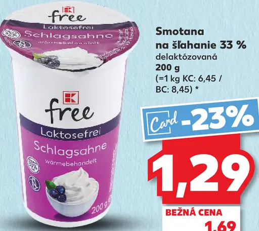 K-free Smotana na šľahanie 30 % delaktózovaná