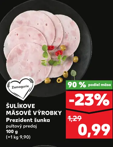 Šulikove masové výrobky Prezident šunka