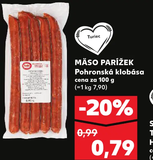 Mäso Parížek Pohronská klobása