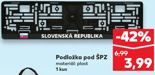 Podložka pod ŠPZ plast