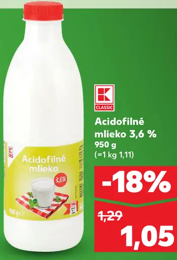 K-Classic acidofilné mlieko