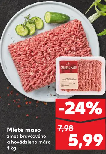 Mleté mäso zmiešané bravčové a hovädzie