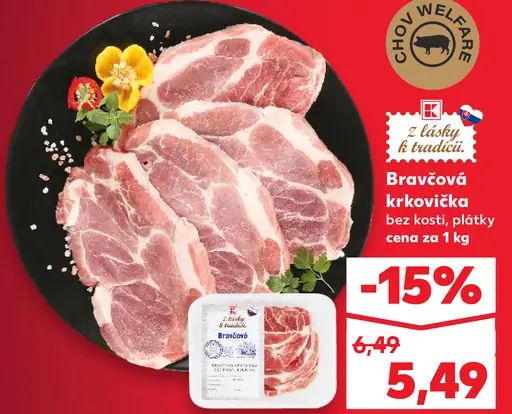 Bravčová krkovička bez kosti, plátky