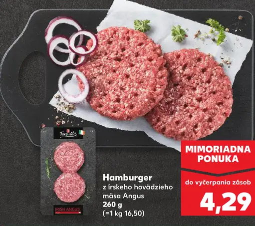 Hamburger z írskeho hovädzieho mäsa Angus