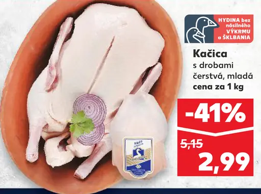 Kačica s drobami čerstvá, mladá