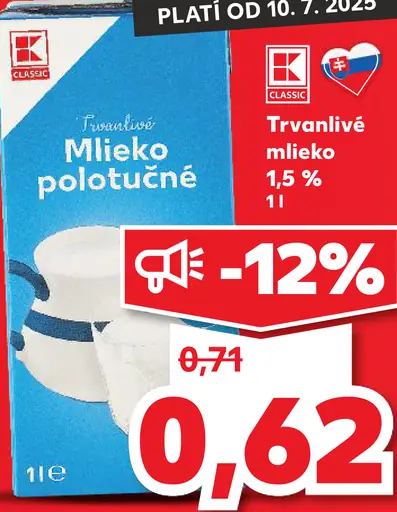K-Classic Trvanlivé Mlieko polotučné