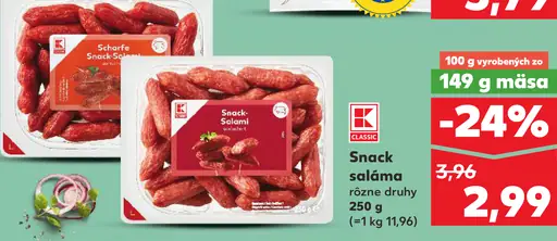 K-Classic Snack saláma rôzne druhy