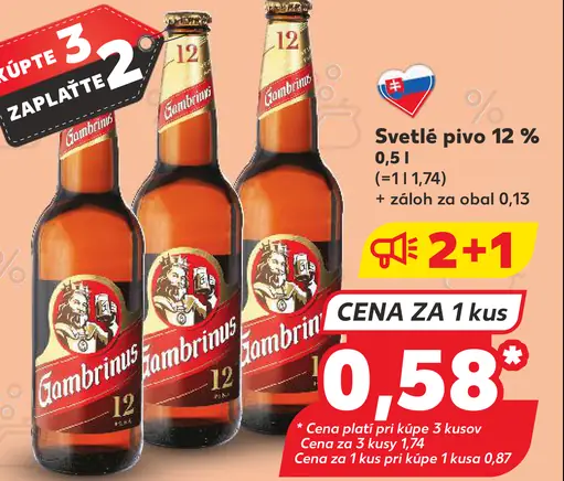 Gambrinus svetlé pivo plechovka