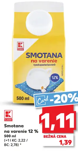 K-Classic smotana na varenie 12%