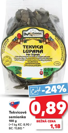 Natural Tekvicové semienka lúpané