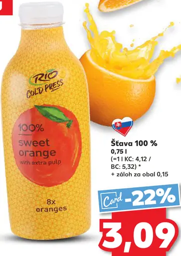 Rio Cold Press Sweet Orange Šťava 100 %