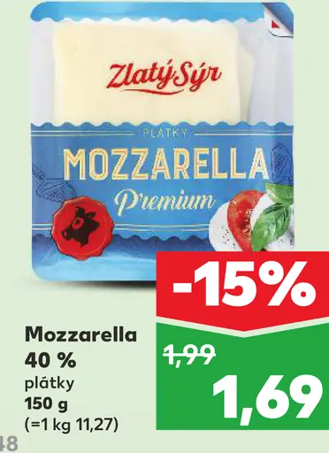 Zlatý Sýr Mozzarella 40%