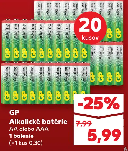 Alkalické batérie AA alebo AAA