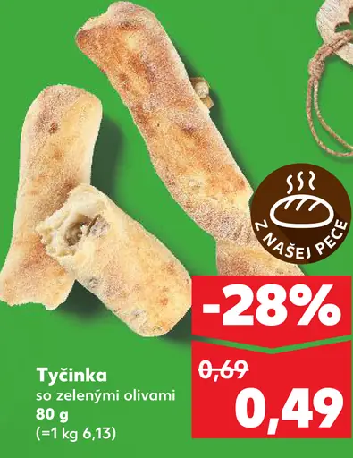 Tyčinka so zelenými olivami