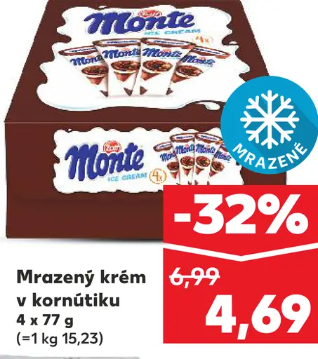 Monte mrazený krém v kornútiku