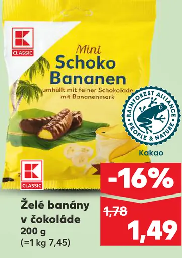 K-Classic Želé banány v čokoláde