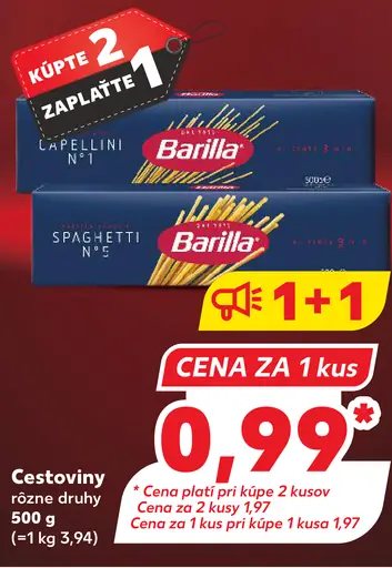 Cestoviny rôzne druhy