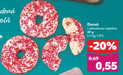 Donut s jahodovou náplňou