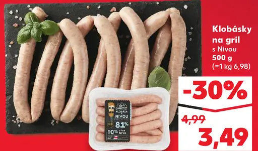 Klobásky na gril s Nivou