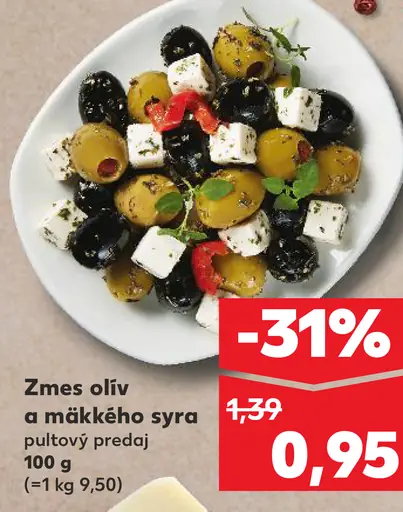 Zmes olív a mäkkého syra